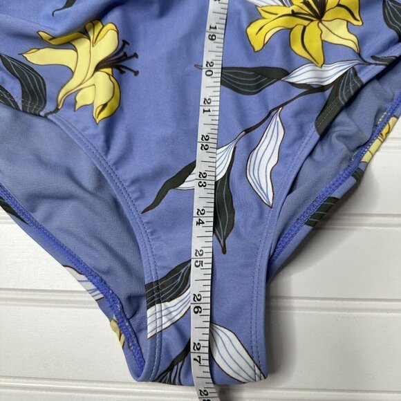 Jones New York Swimsuit Blue Floral One-Piece One Shoulder Cutout  Size M - Picture 13 of 14